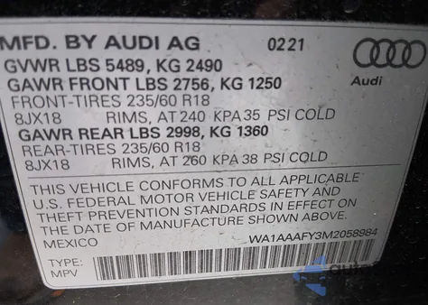 2021 Audi Q5 Premium 45 Tfsi Quattro S Tronic z USA, uszkodzony, nr VIN WA1AAAFY3M2058984